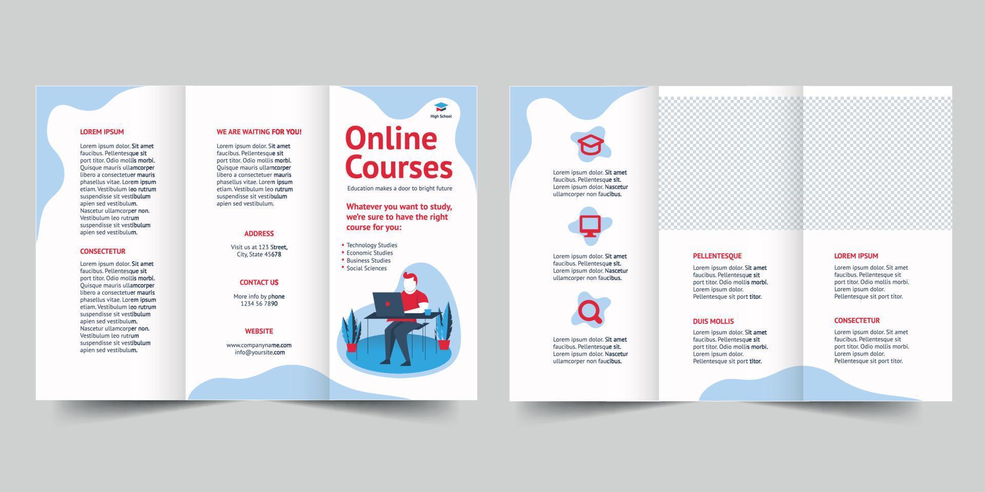 Online Courses trifold brochure template, Trifold Brochure Accountancy Firm flyer vector layout Trifold mockup Pro Vector