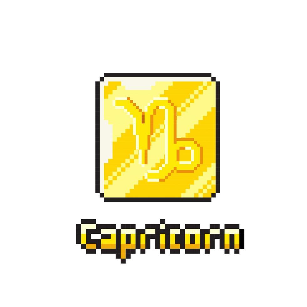 capricorn golden token in pixel art style vector