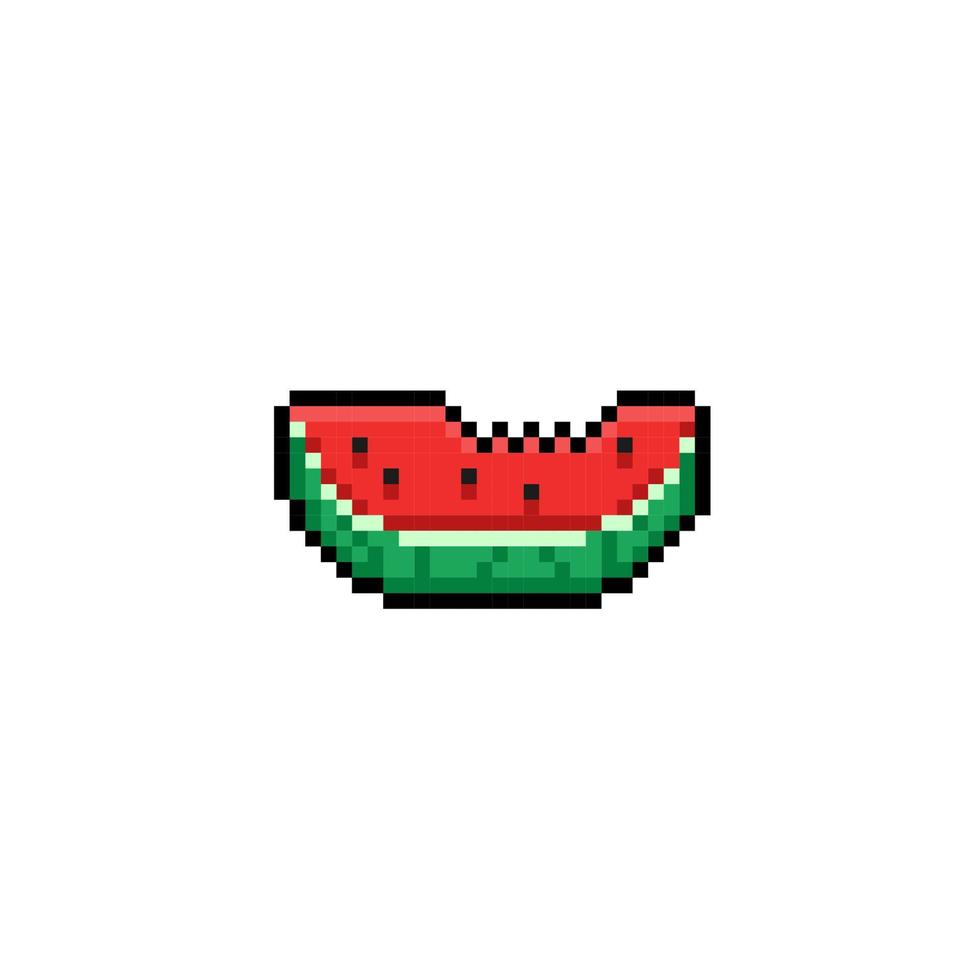 eaten watermelon in pixel art style vector
