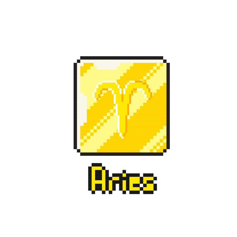 aries golden token in pixel art style vector