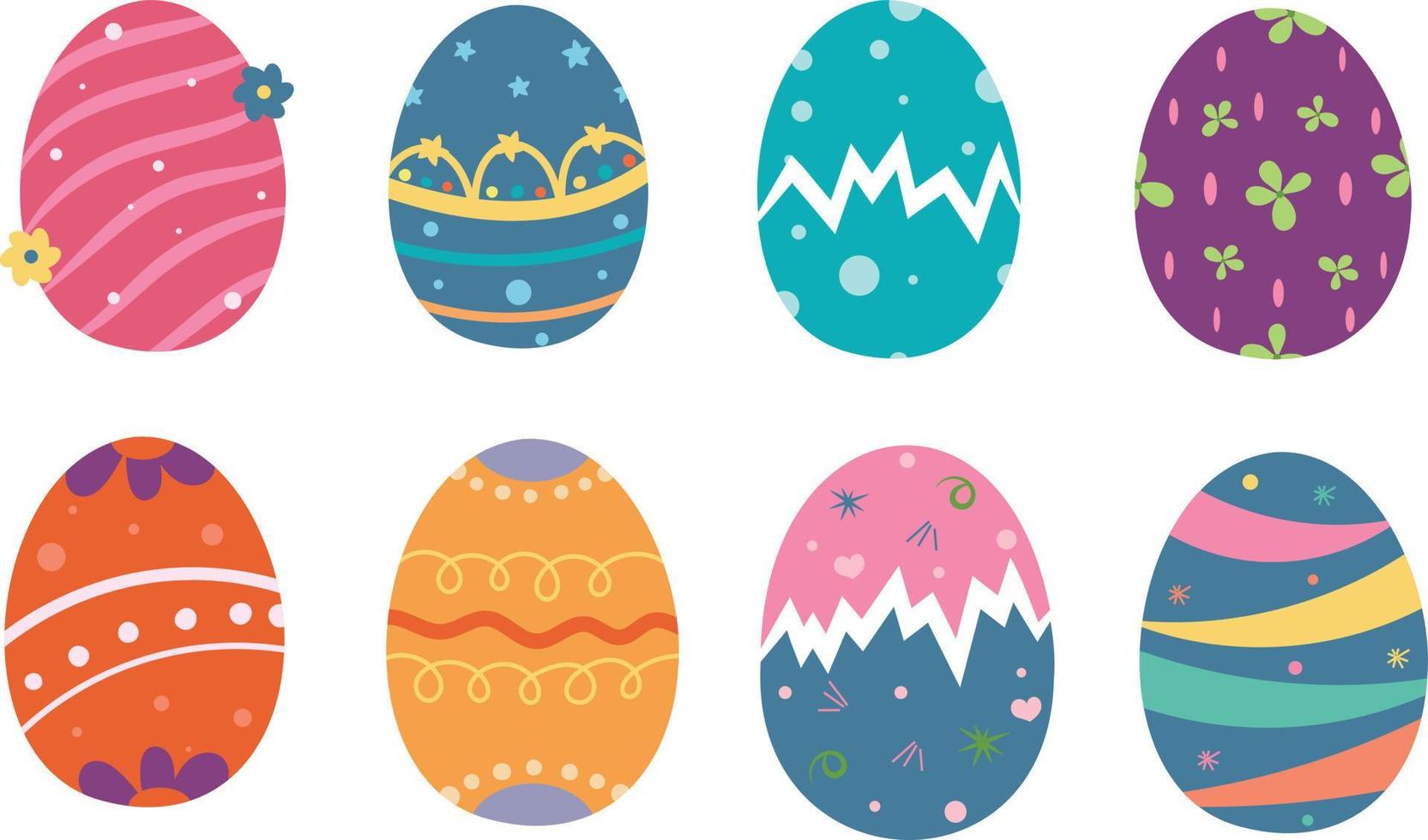 Colorful Pastel Patterned Easter Eggs Collection vector