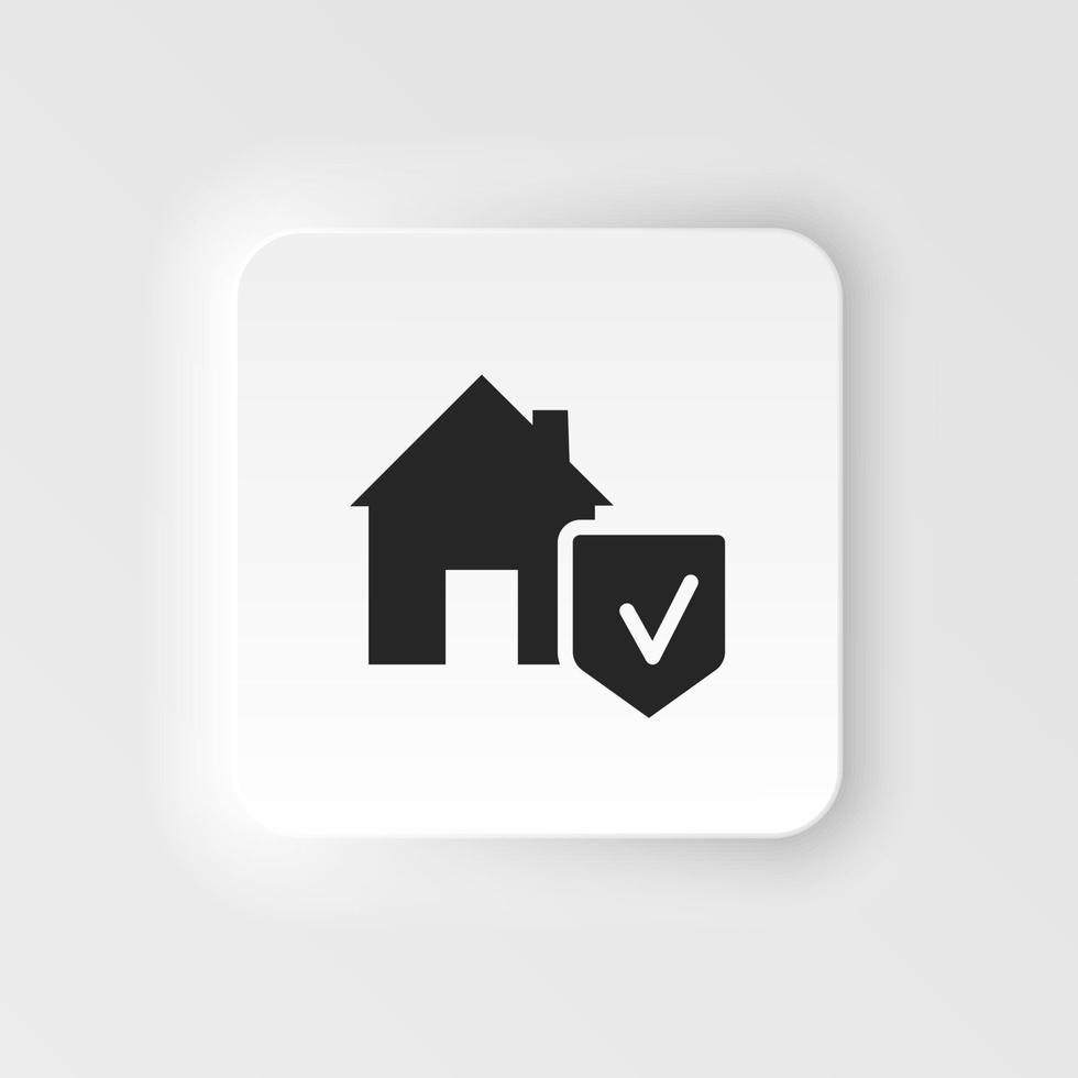 hogar, casa, seguro, proteccion icono - vector. seguro neumorfo estilo vector icono. en blanco antecedentes