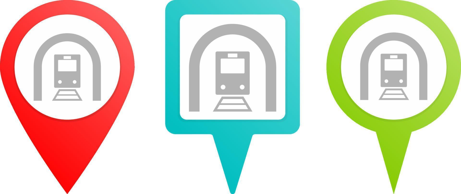 Train, tunnel pin icon. Multicolor pin vector icon, diferent type map and navigation point.