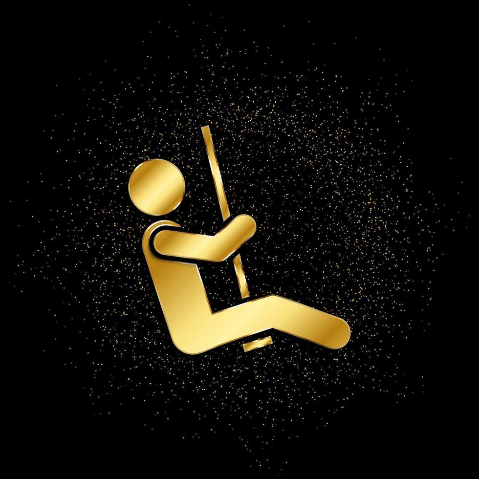 Swings, man gold, icon. Vector illustration of golden particle on gold vector background