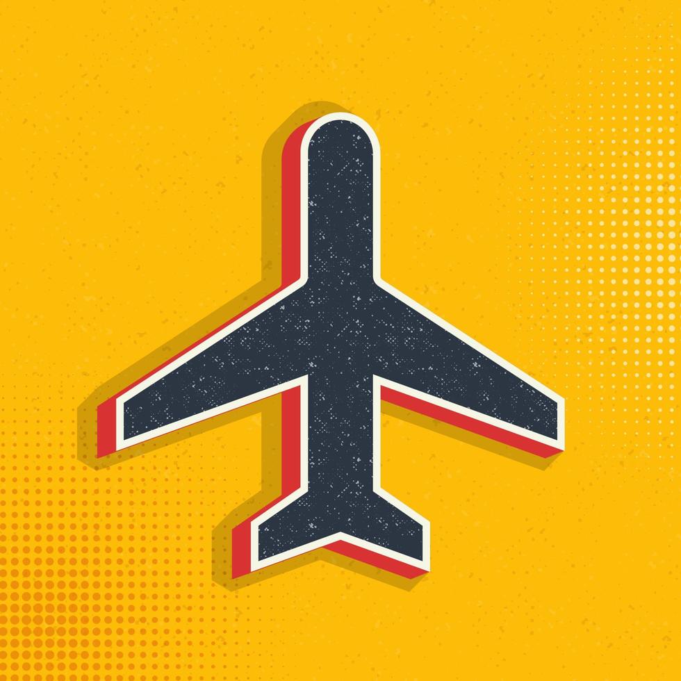 Plane pop art, retro icon. Vector illustration of pop art style on retro background