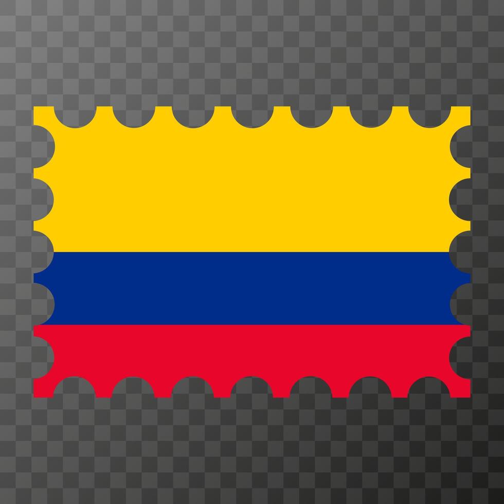 Postage stamp with Colombia flag. Vector illustration.