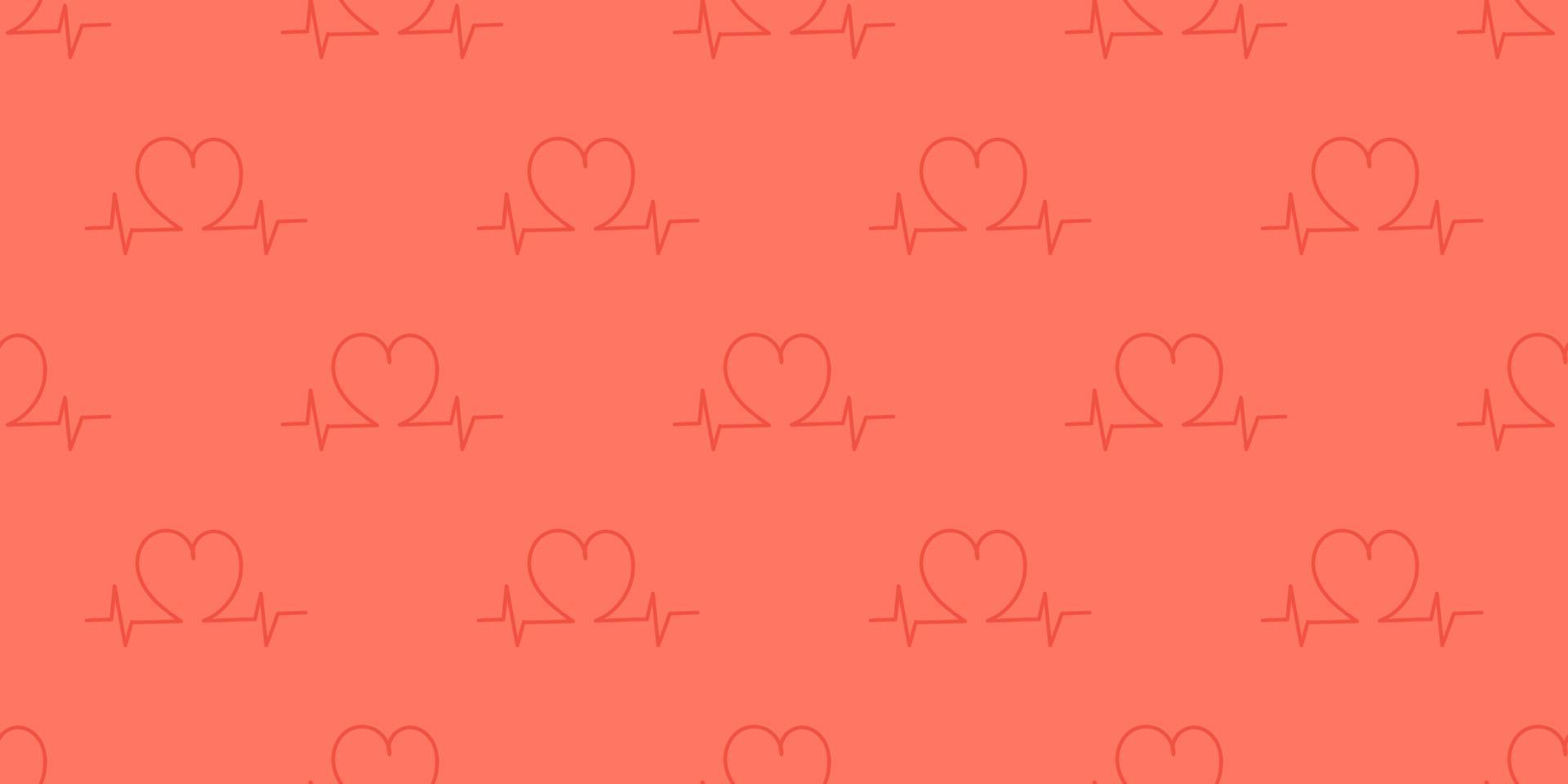Hand drawing heart beat pattern. Vector illustration.
