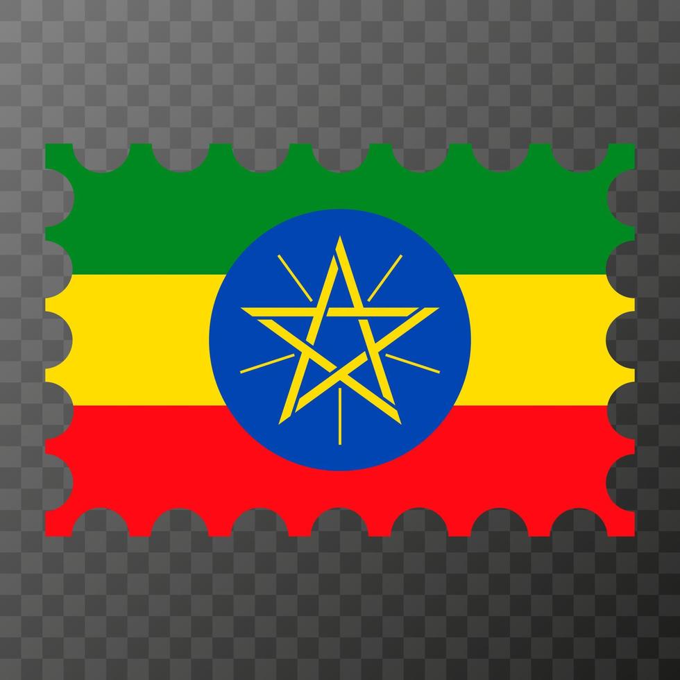 Postage stamp with Ethiopia flag. Vector illustration.