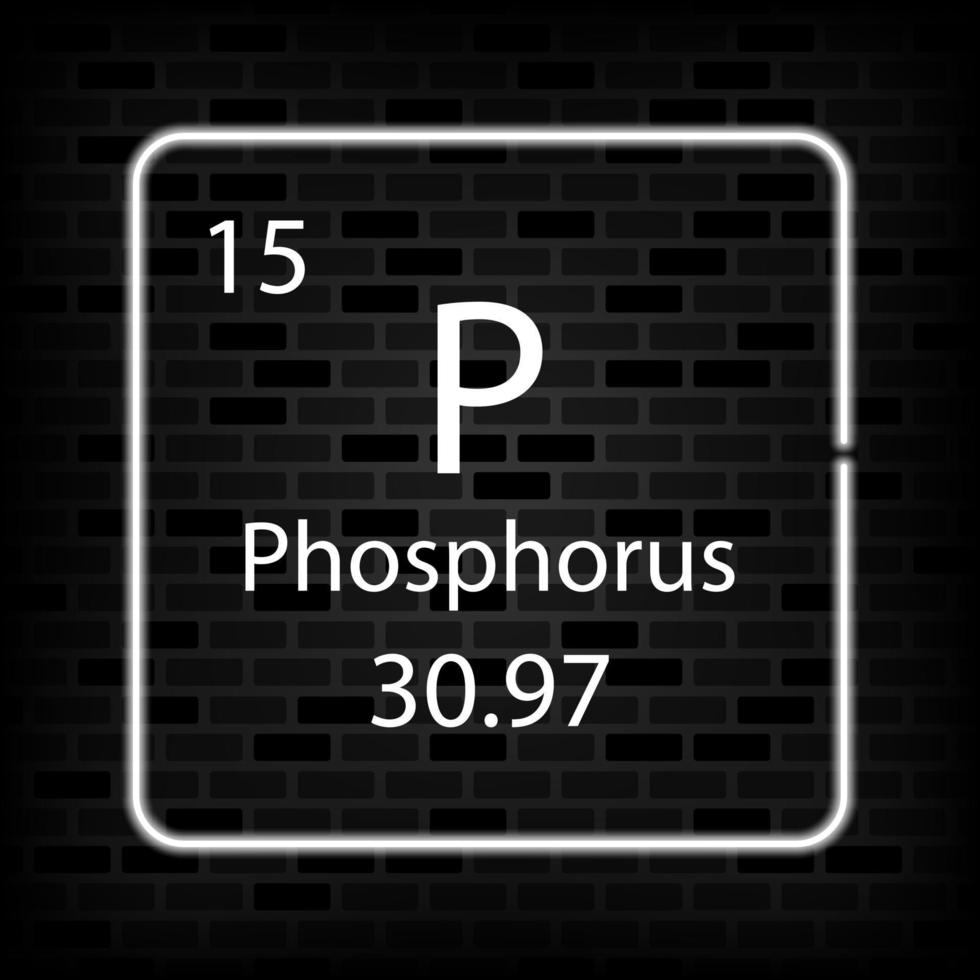 Phosphorus neon symbol. Chemical element of the periodic table. Vector