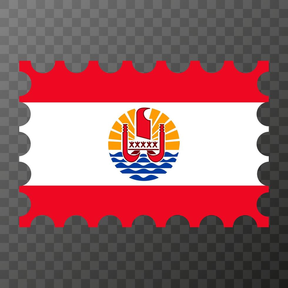 Postage stamp with French Polynesia flag. Vector illustration.