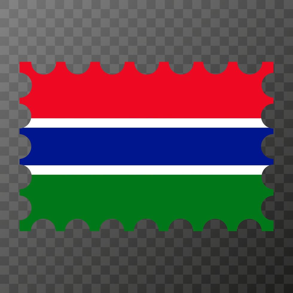 Postage stamp with Gambia flag. Vector illustration.