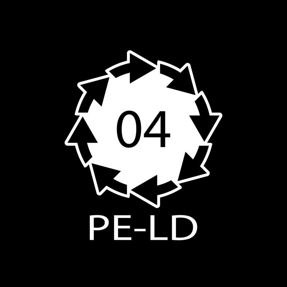 PE-LD 04 recycling code symbol. Plastic recycling vector low density polyethylene sign.