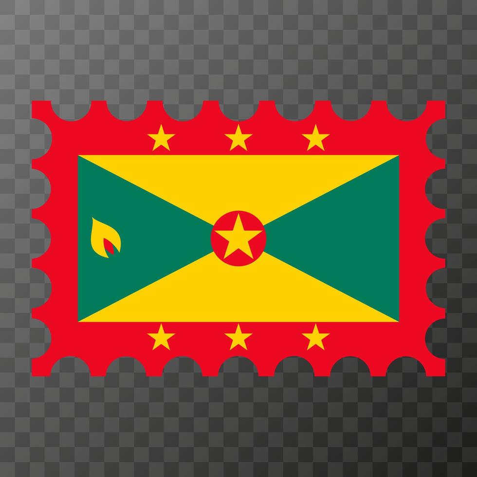 Postage stamp with Grenada flag. Vector illustration.