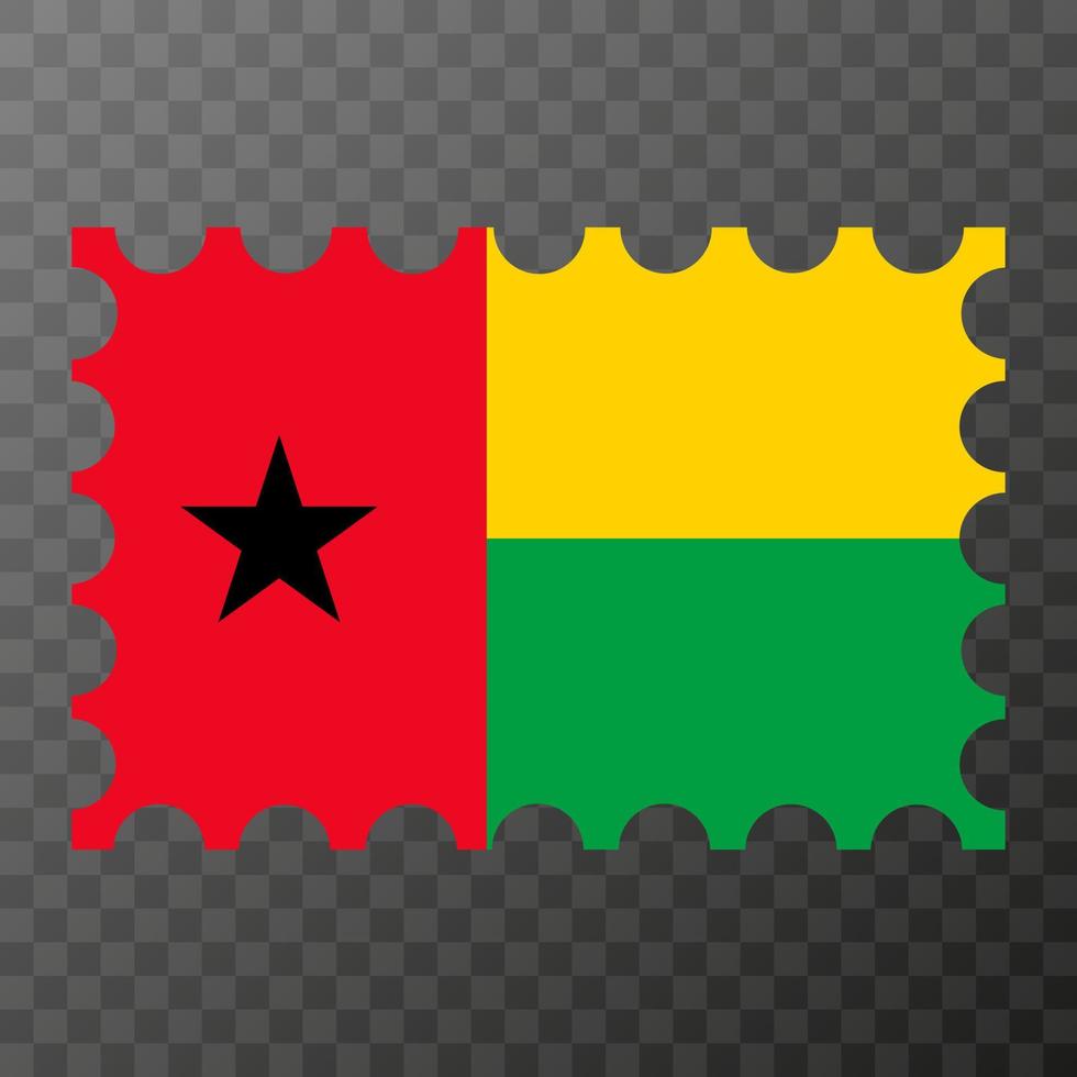 Postage stamp with Guinea Bissau flag. Vector illustration.