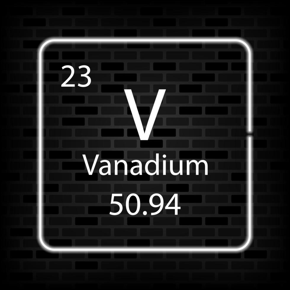 Vanadium neon symbol. Chemical element of the periodic table. Vector illustration.