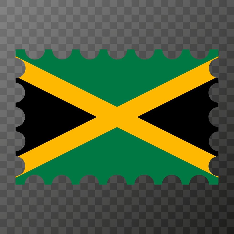 Postage stamp with Jamaica flag. Vector illustration.