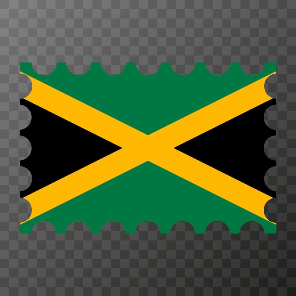 Postage stamp with Jamaica flag. Vector illustration.