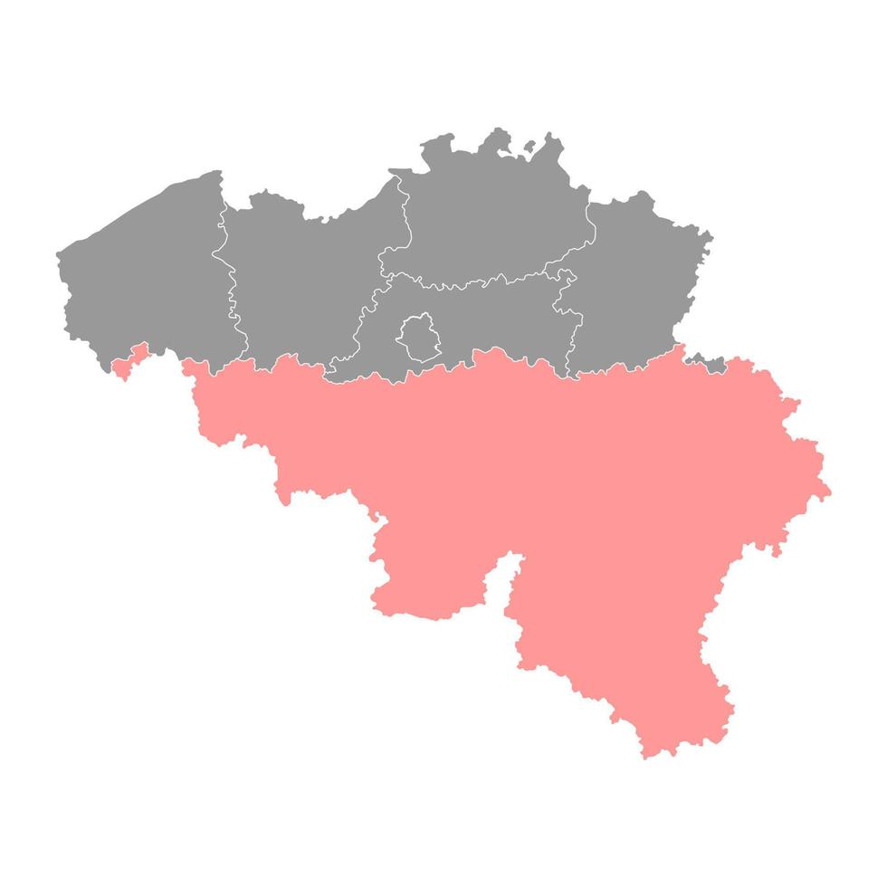 valón región mapa, Bélgica. vector ilustración.