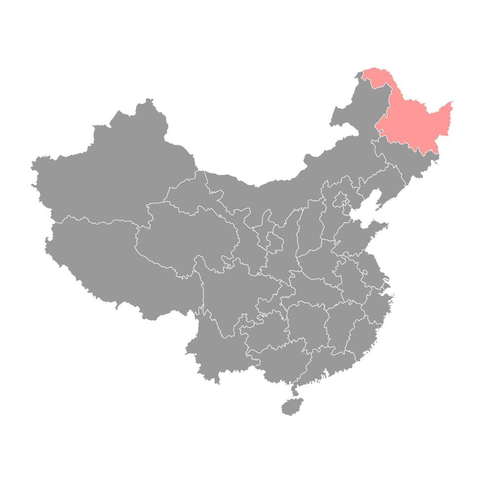 mapa de la provincia de heilongjiang, divisiones administrativas de china. ilustración vectorial vector