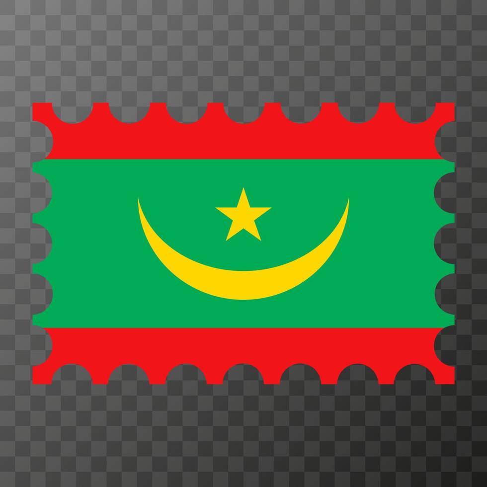 Postage stamp with Mauritania flag. Vector illustration.