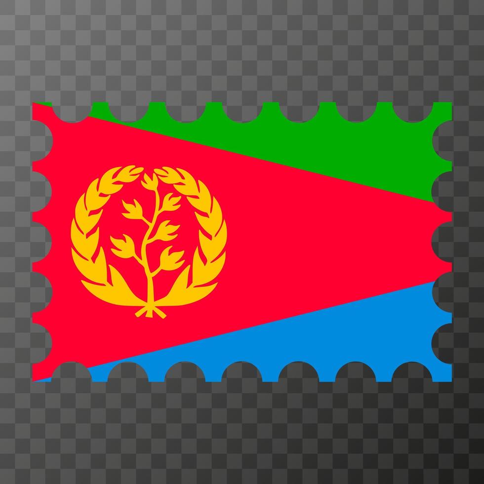 Postage stamp with Eritrea flag. Vector illustration.