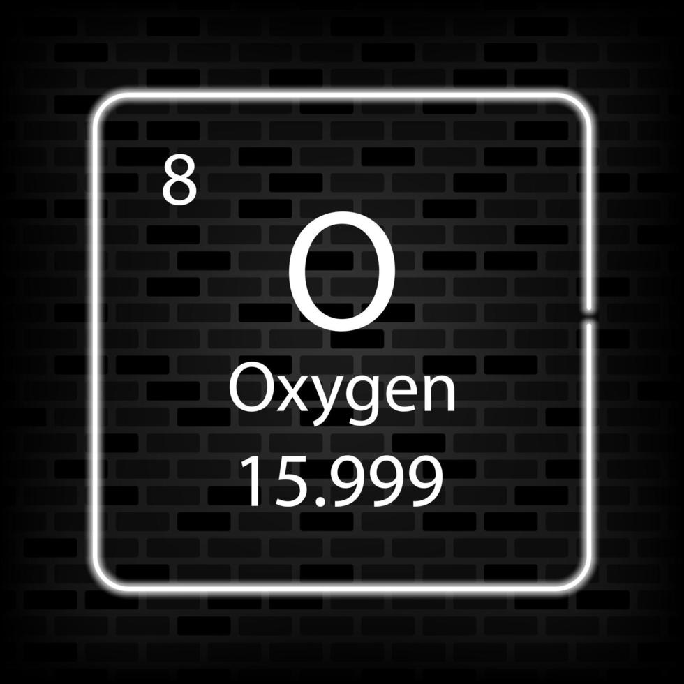 Oxygen neon symbol. Chemical element of the periodic table. Vector illustration.