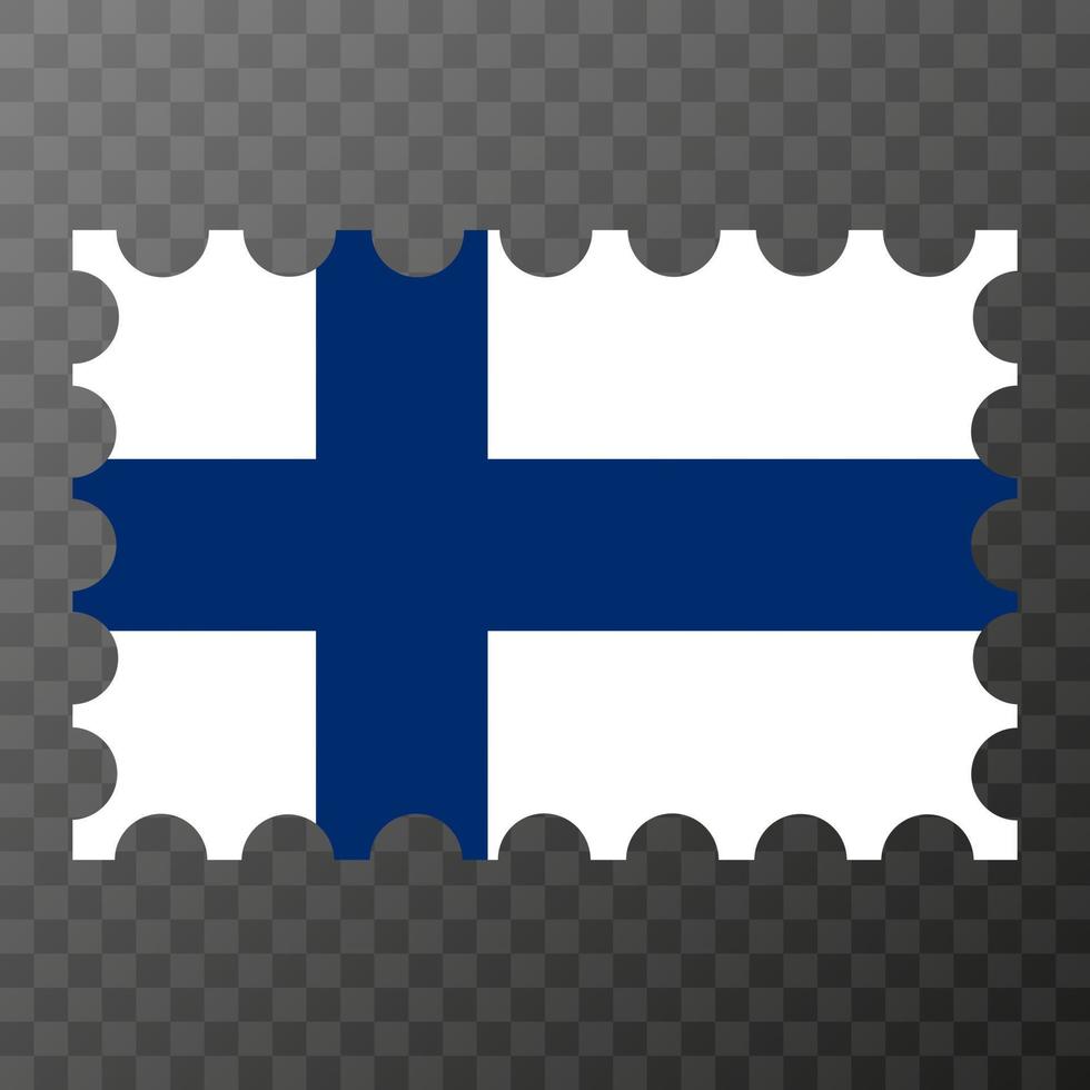 Postage stamp with Finland flag. Vector illustration.