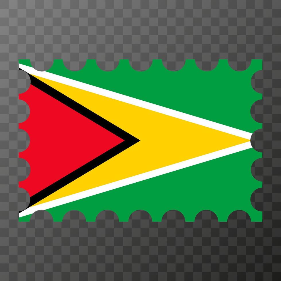 Postage stamp with Guyana flag. Vector illustration.