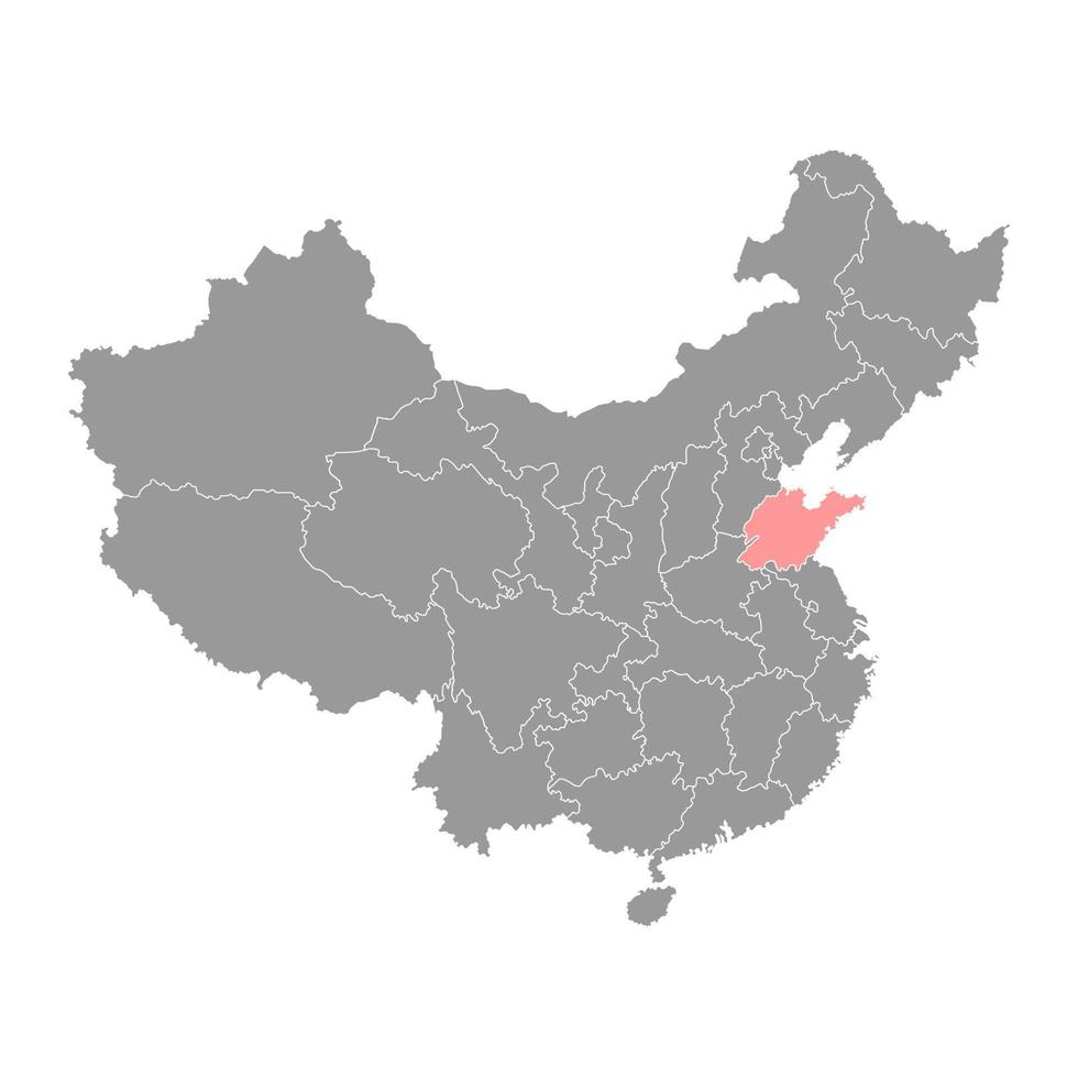 Shandong province map, administrative divisions of China. Vector illustration.
