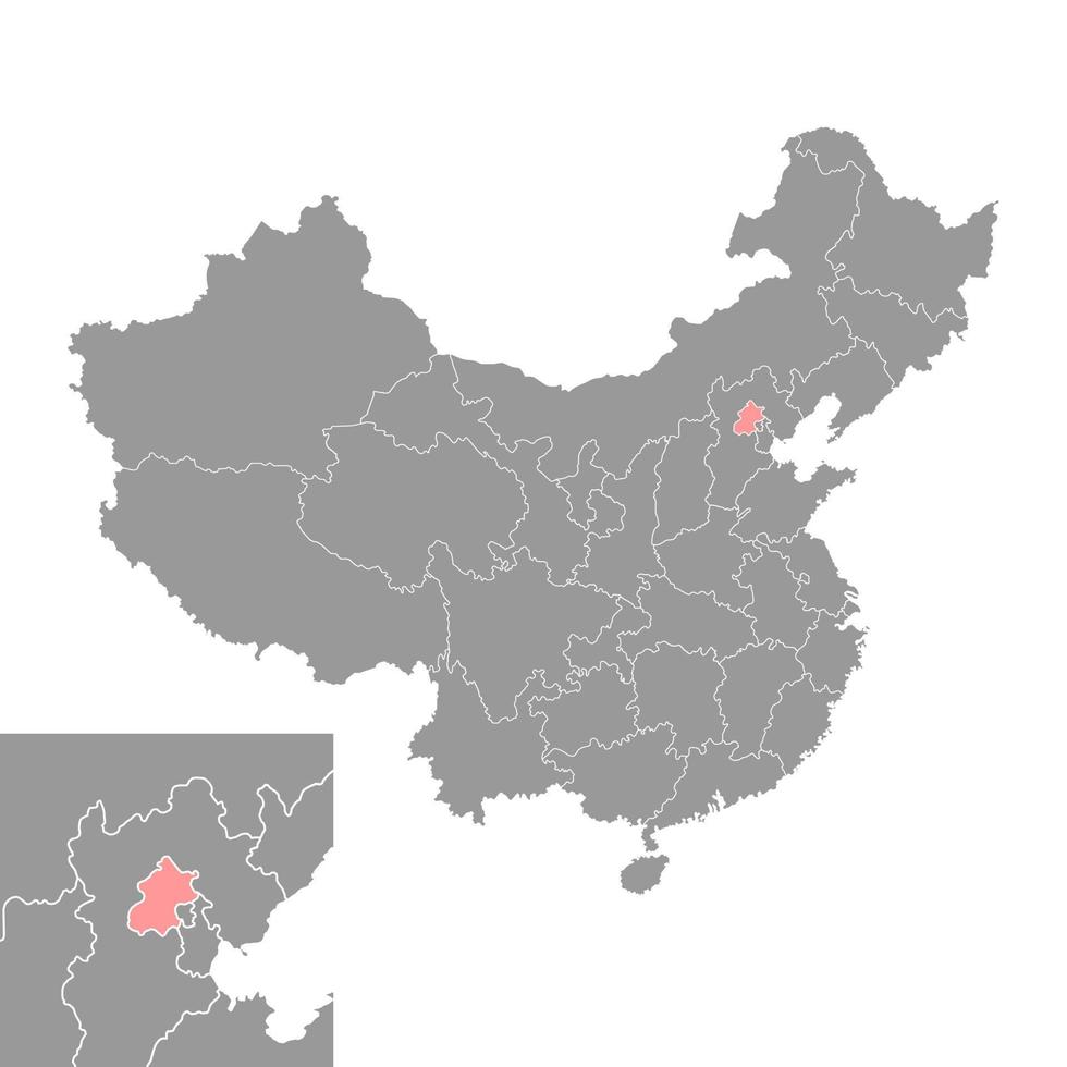 Beijing or Peking map, administrative divisions of China. Vector illustration.