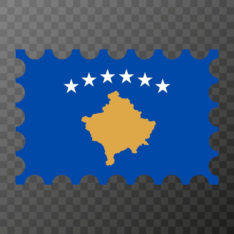 Postage stamp with Kosovo flag. Vector illustration.