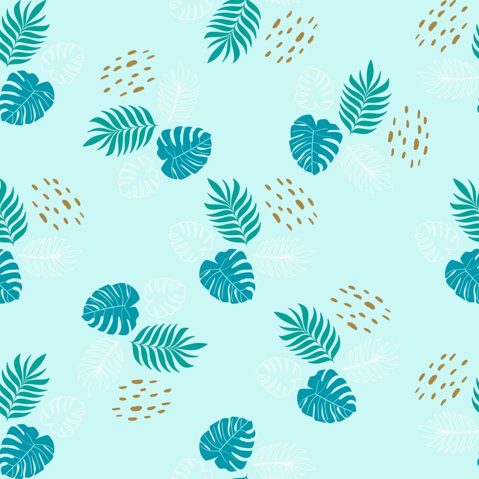 Tropical Leaves With Modern Abstract Seamless Pattern vector