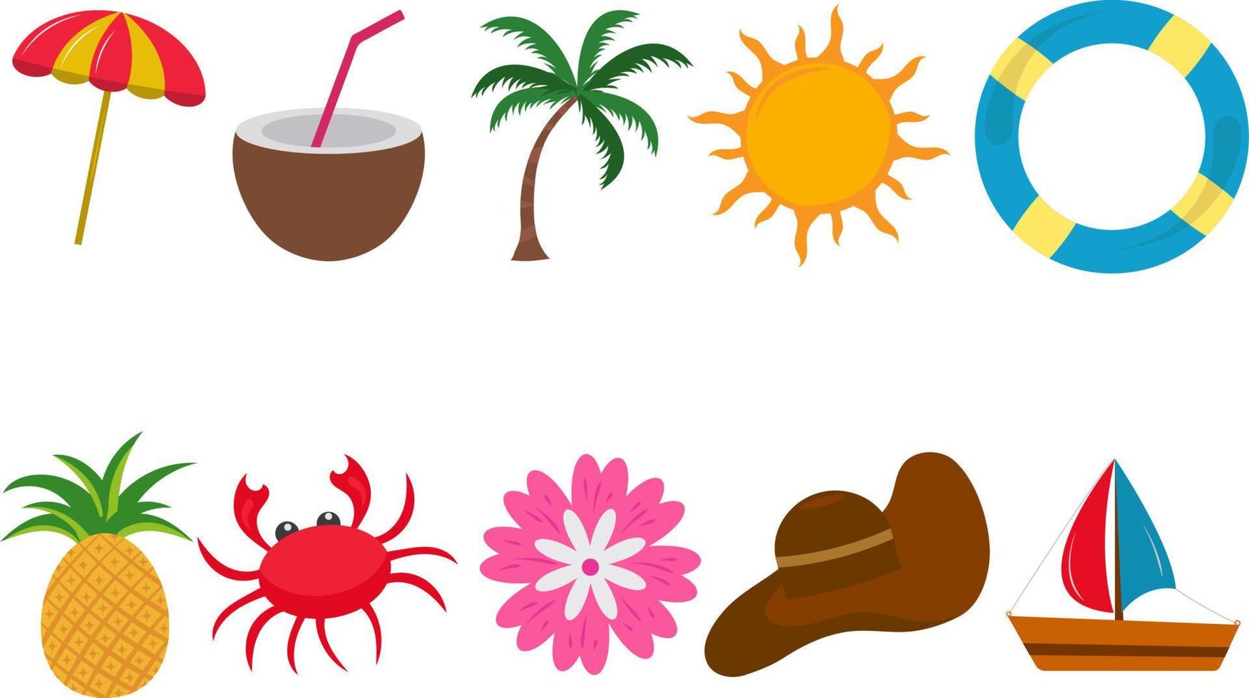 Set 1 of Hello Summer Beach Party Holiday Season Elements vector