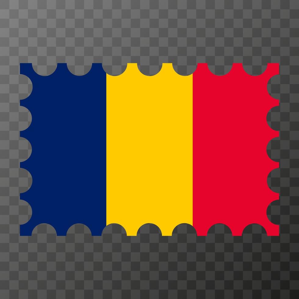 Postage stamp with Chad flag. Vector illustration.