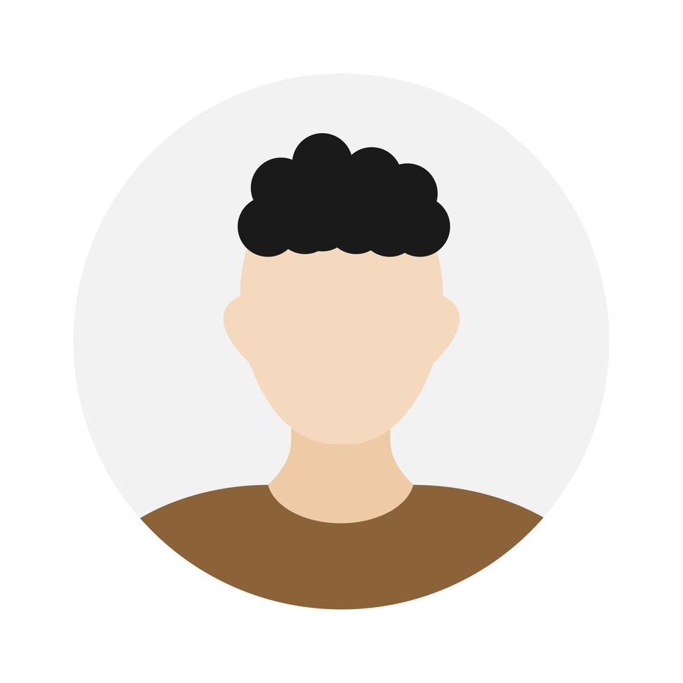 Empty face icon avatar with curly hair. Vector illustration.