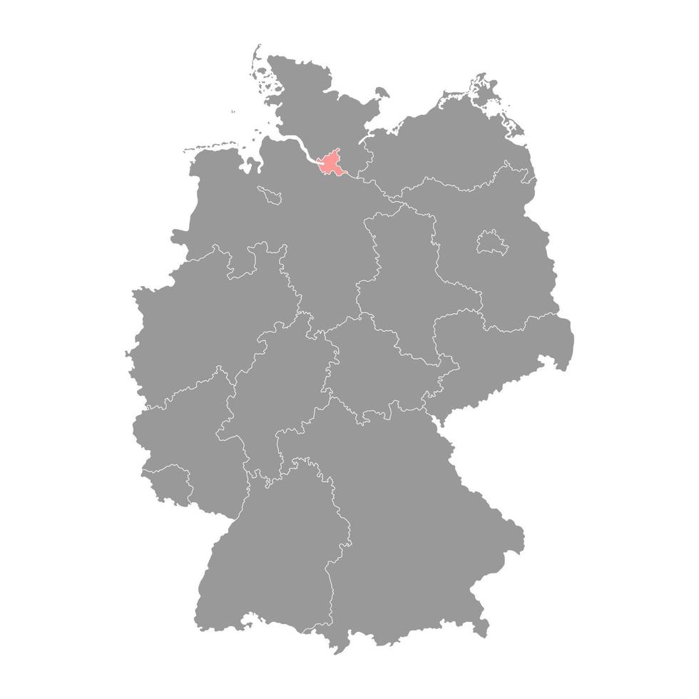 Mapa de la región de Hamburgo. ilustración vectorial vector