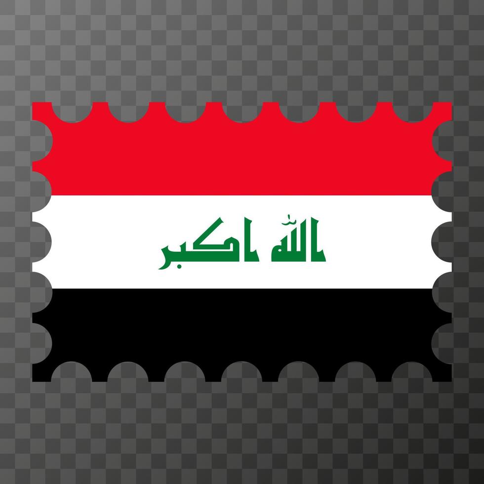 Postage stamp with Iraq flag. Vector illustration.