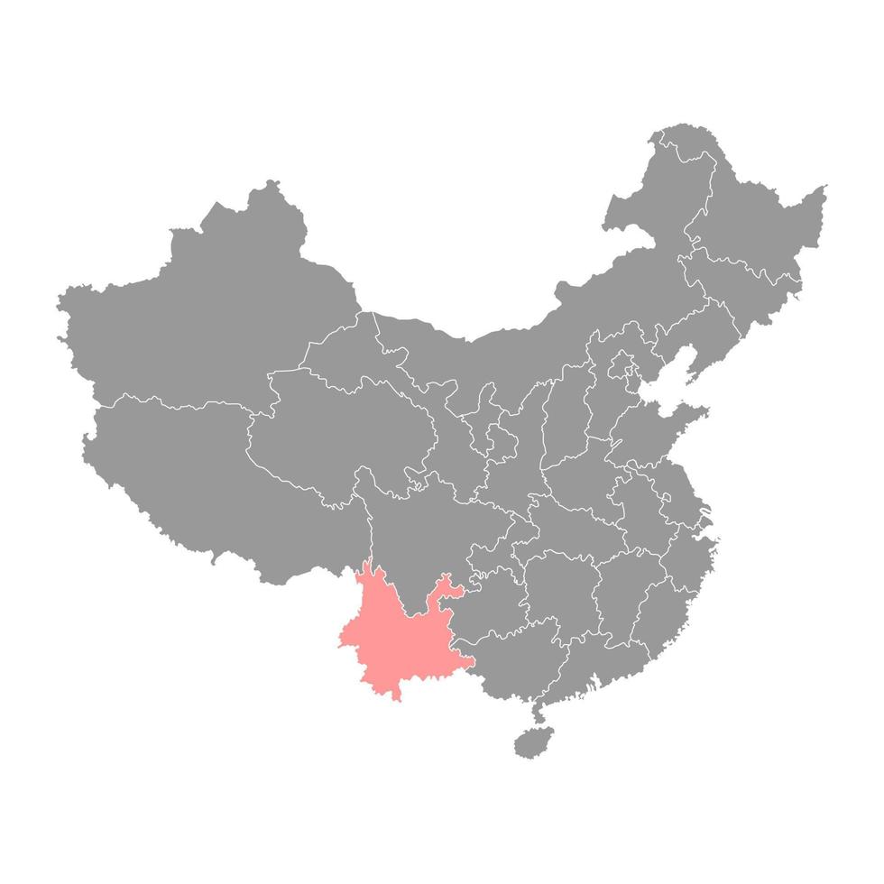 Yunnan province map, administrative divisions of China. Vector illustration.