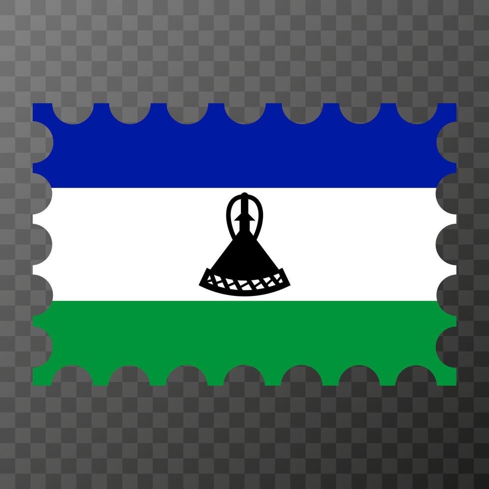 Postage stamp with Lesotho flag. Vector illustration.