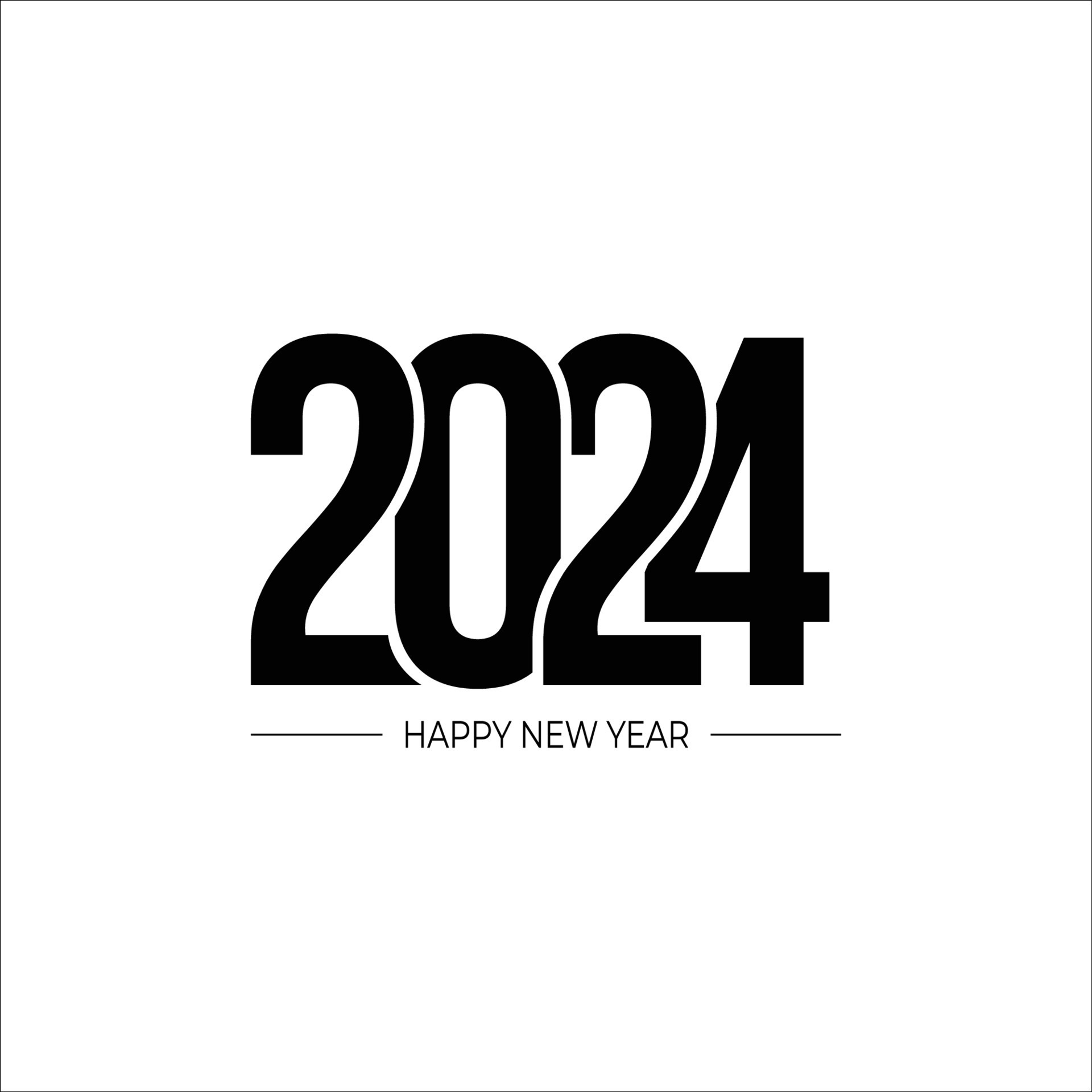 Happy New Year 2024 text design. for Brochure design template, card