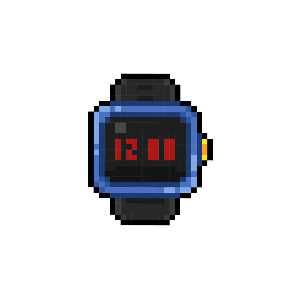 digital watch in pixel art style vector