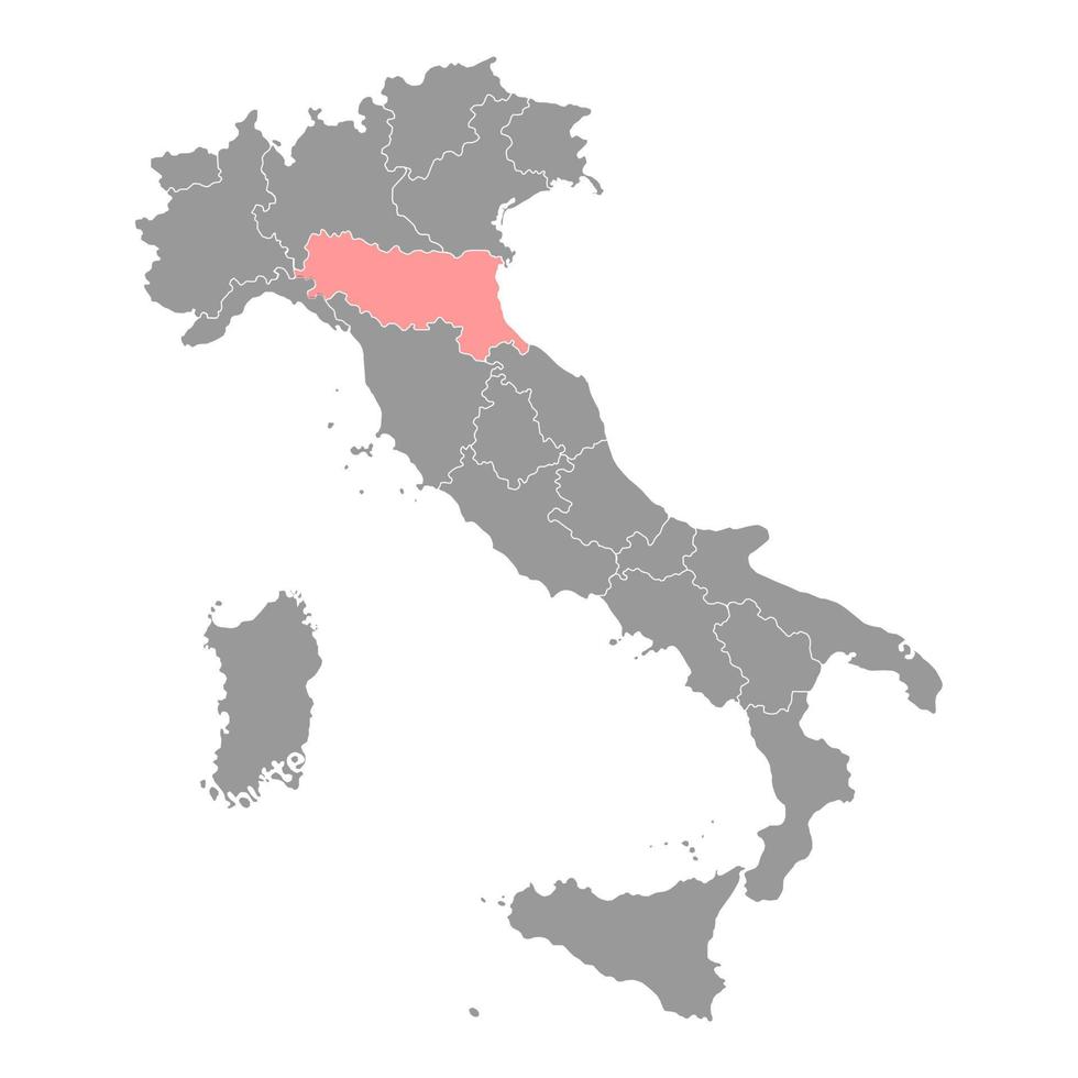 mapa de emilia romagna. región de italia. ilustración vectorial vector
