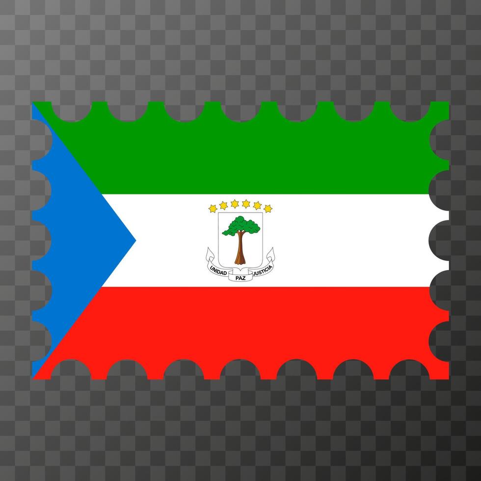 Postage stamp with Equatorial Guinea flag. Vector illustration.