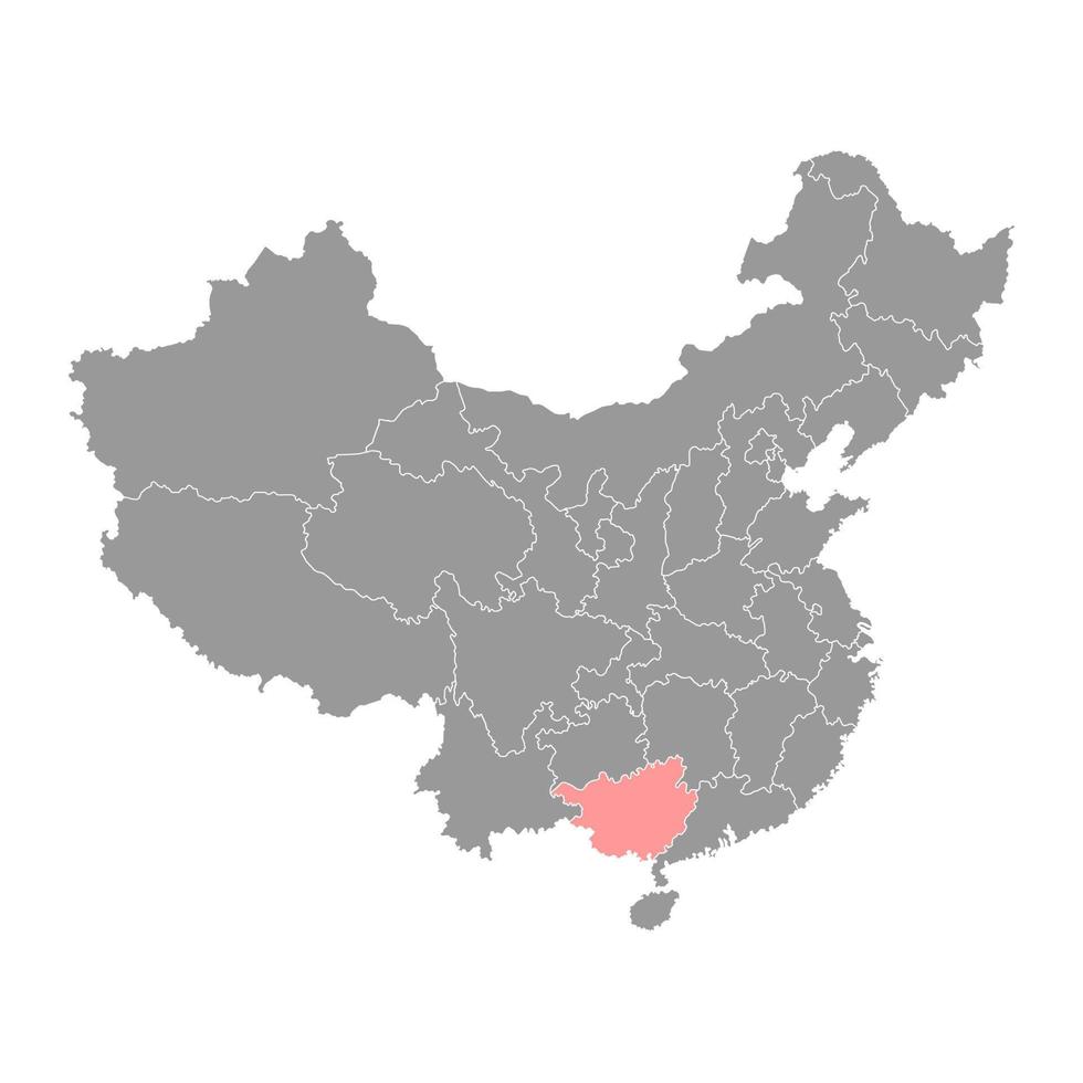 Guangxi Zhuang Autonomous Region map, administrative divisions of China. Vector illustration.