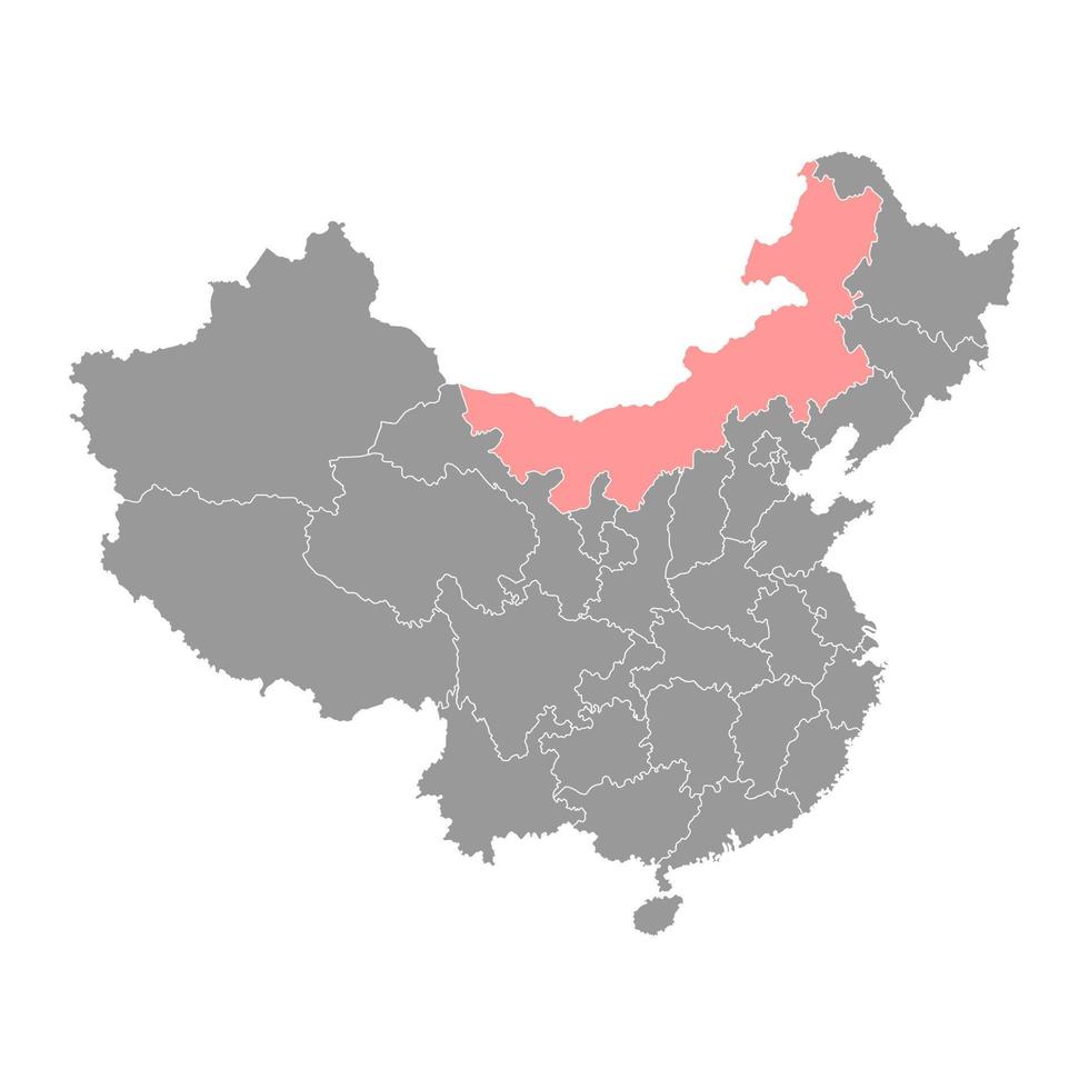 Inner Mongolia Autonomous Region map, administrative divisions of China. Vector illustration.