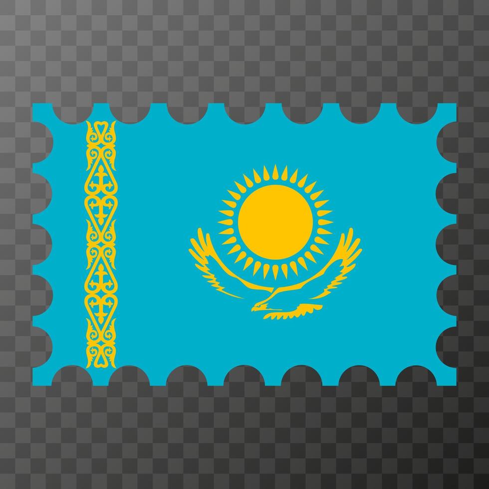 Postage stamp with Kazakhstan flag. Vector illustration.