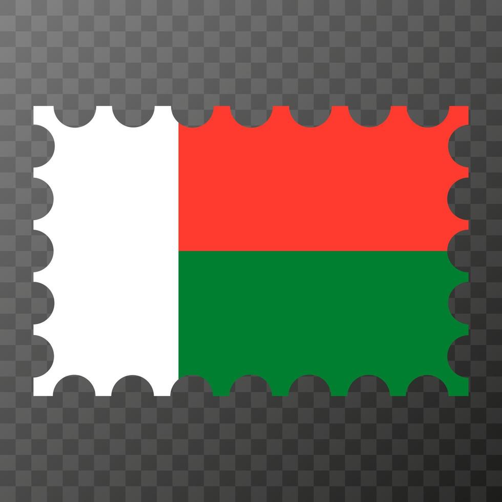 Postage stamp with Madagascar flag. Vector illustration.