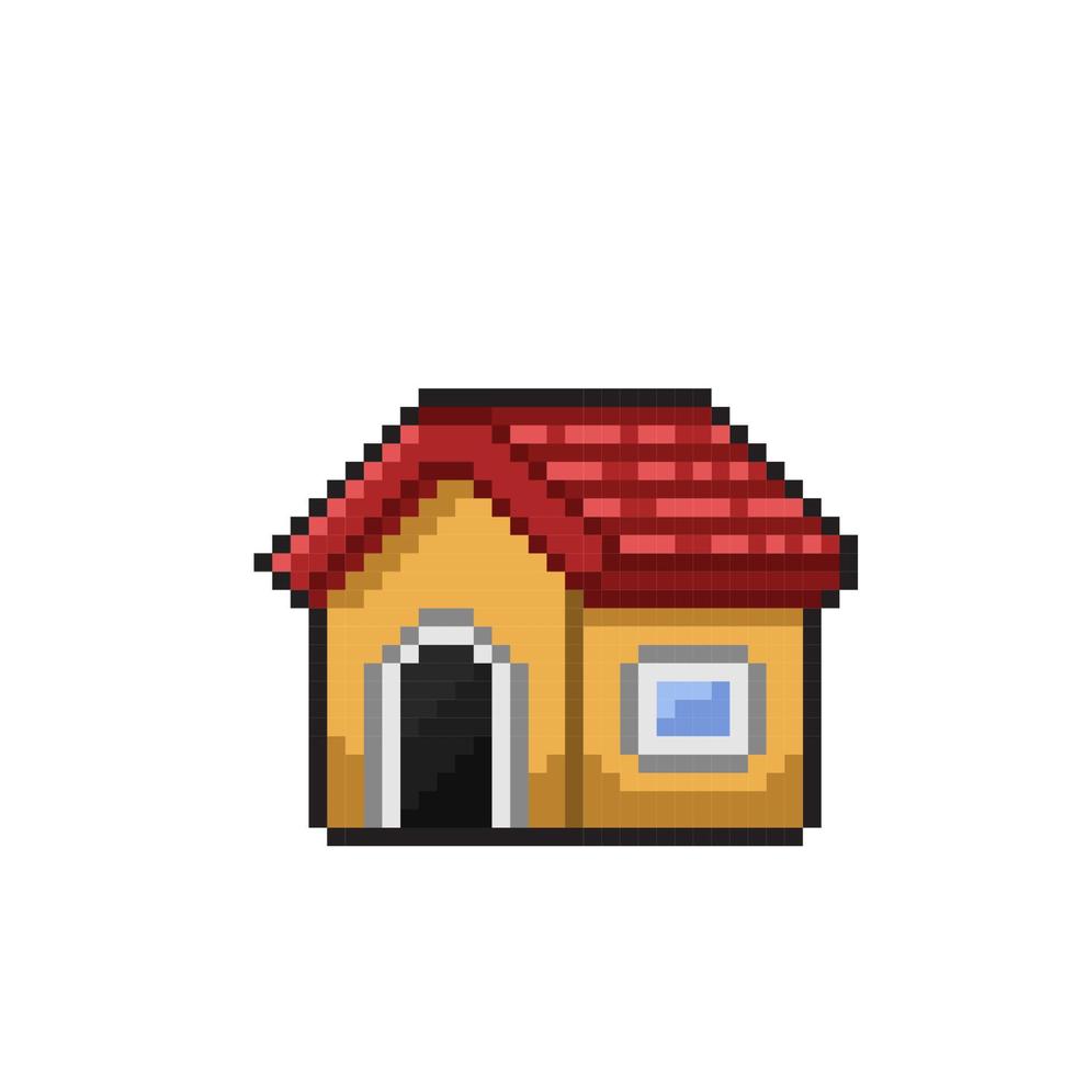 dog house in pixel art style vector