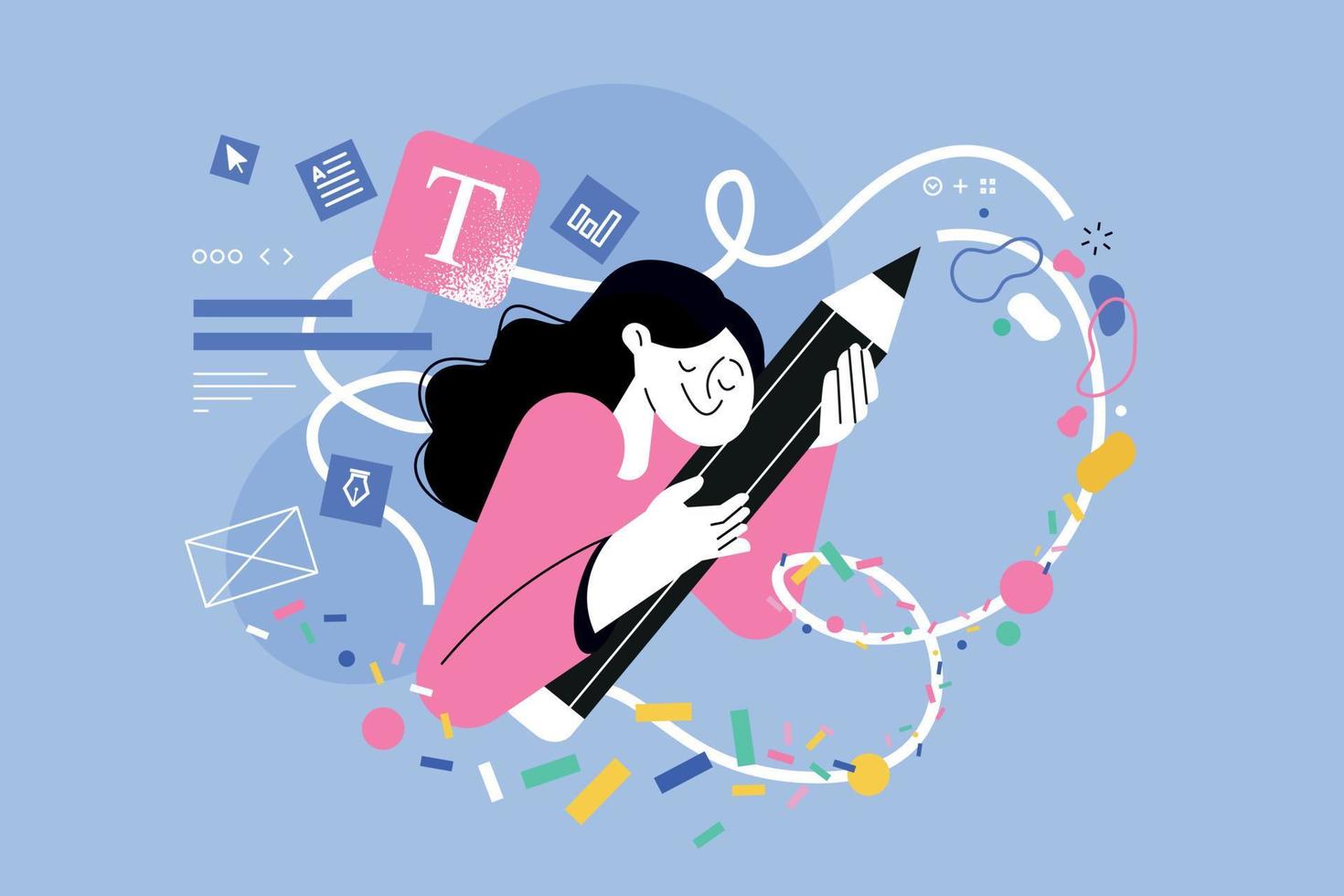 Vector illustration of graphic design and creativity. Creative concept for web banner, social media banner, business presentation, marketing material.