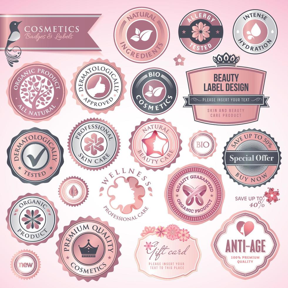 Cosmetics labels and badges vector
